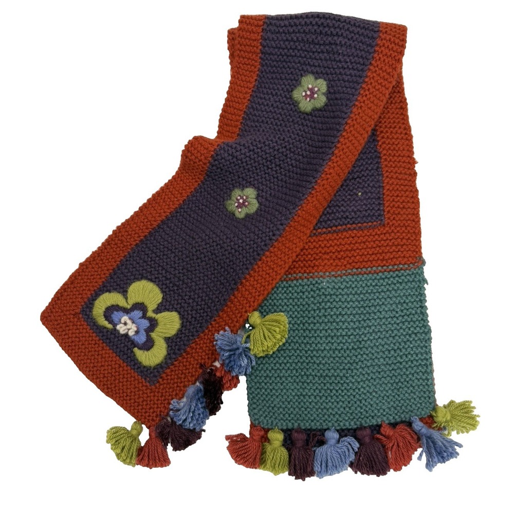 Little Journeys Chicago Kors Hand Knit Multi Color Rectangle Scarf - Picture 2 of 12